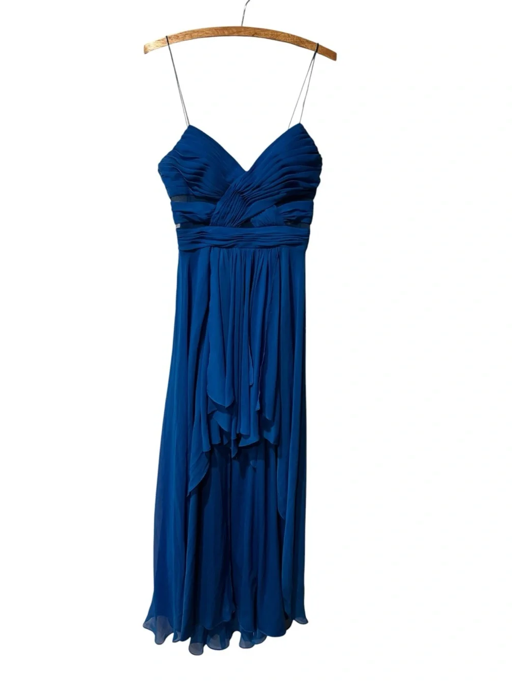 Fairy Logan by Adrianna Papell Blue Chiffon High Low Formal Dress Size 11/12 - Picture 2 of 9
